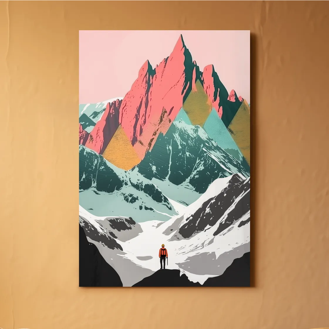 Vibrant Alpine Peaks Illustration - Colourful Mountain Wall Art