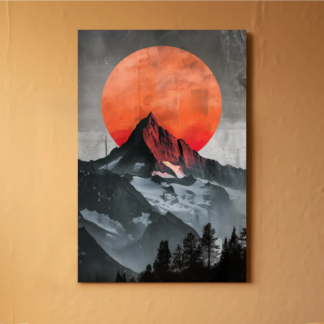 Surreal mountain glacier sunset artwork