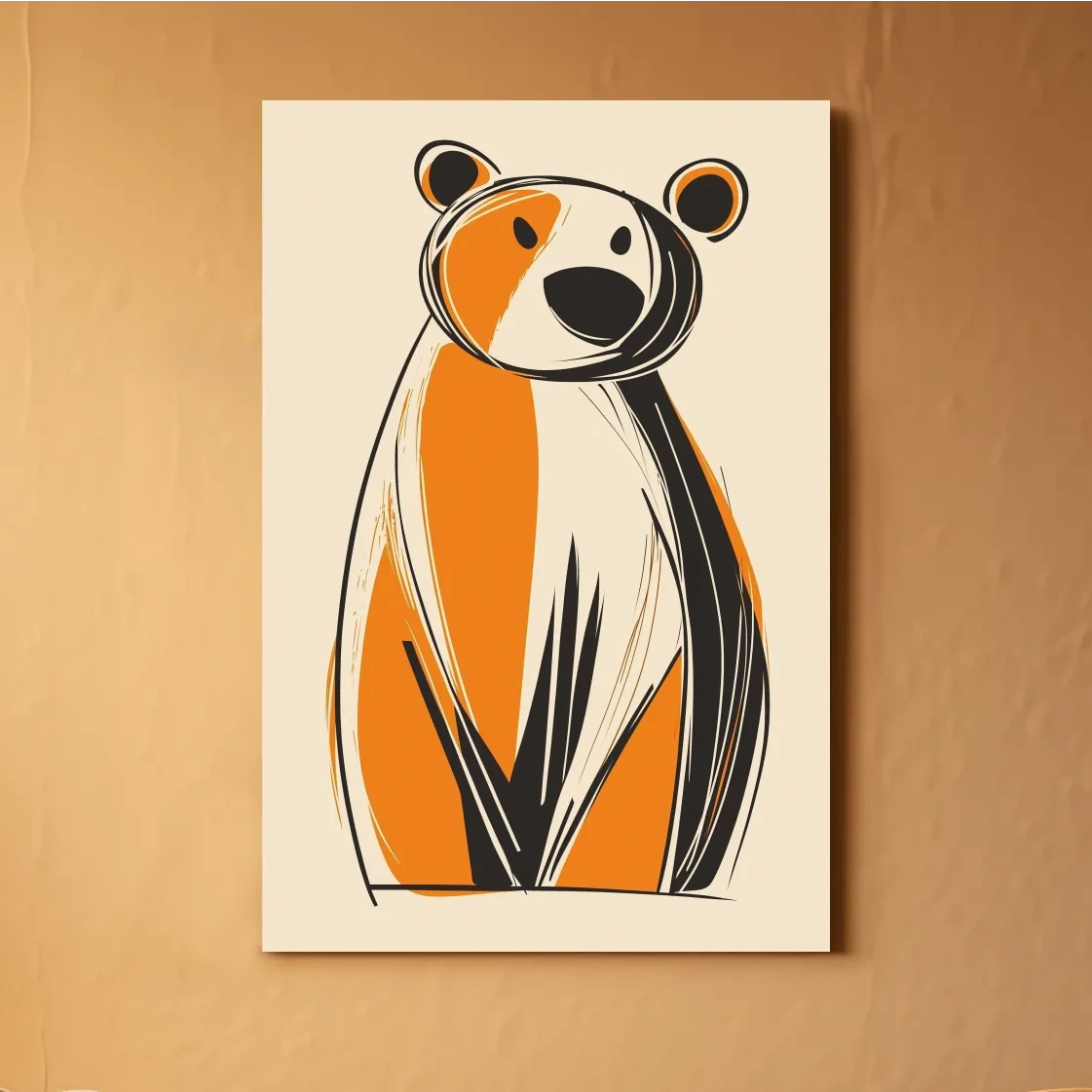 Fun caricature print of a cartoon bear