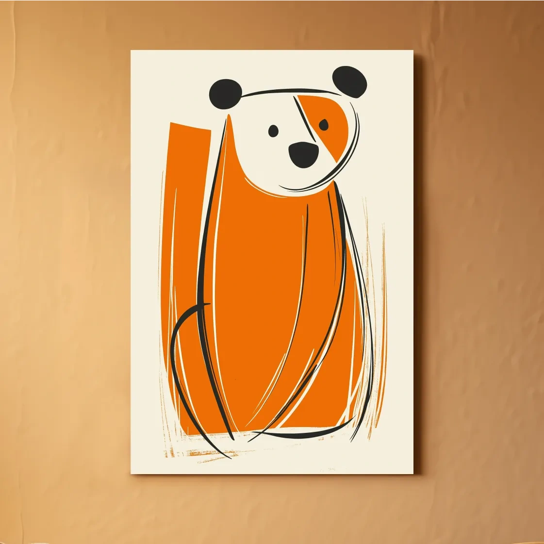Caricature wall art illustration print of a curious cartoon bear