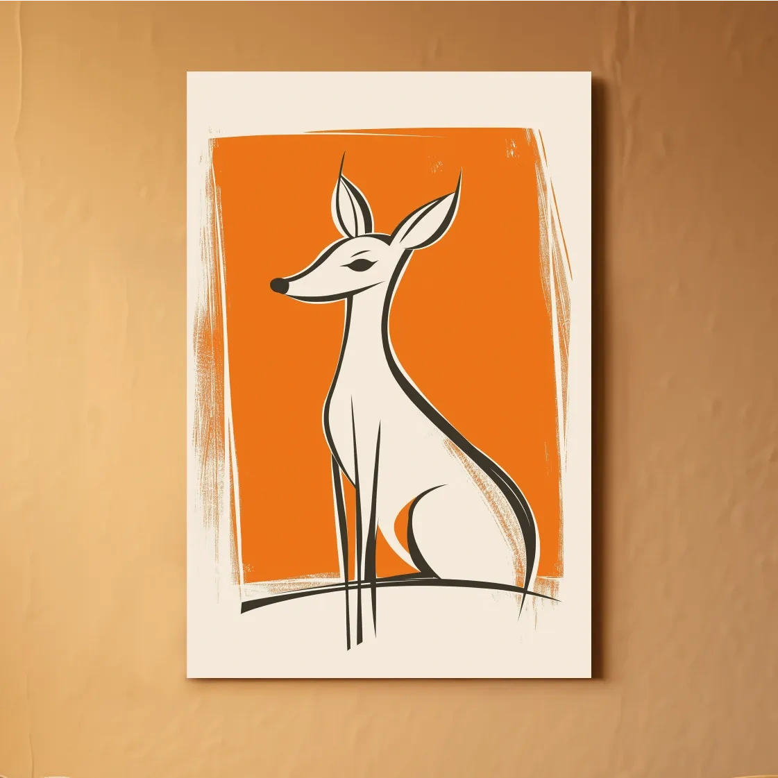 Stylized Deer Caricature Illustration - Mid Century Modern Wildlife Wall Art