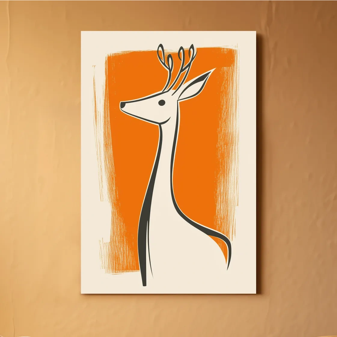 Minimalist Deer Caricature Illustration - Modern Wildlife Wall Art