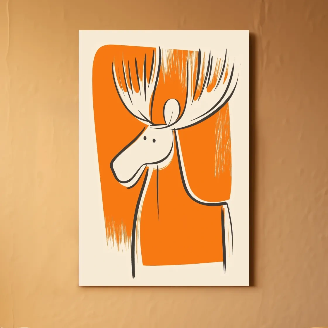 Minimalist Caricature Moose Illustration - Cartoon Wildlife Wall Art