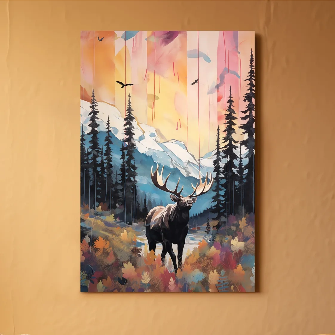 Abstract painting of a majestic moose