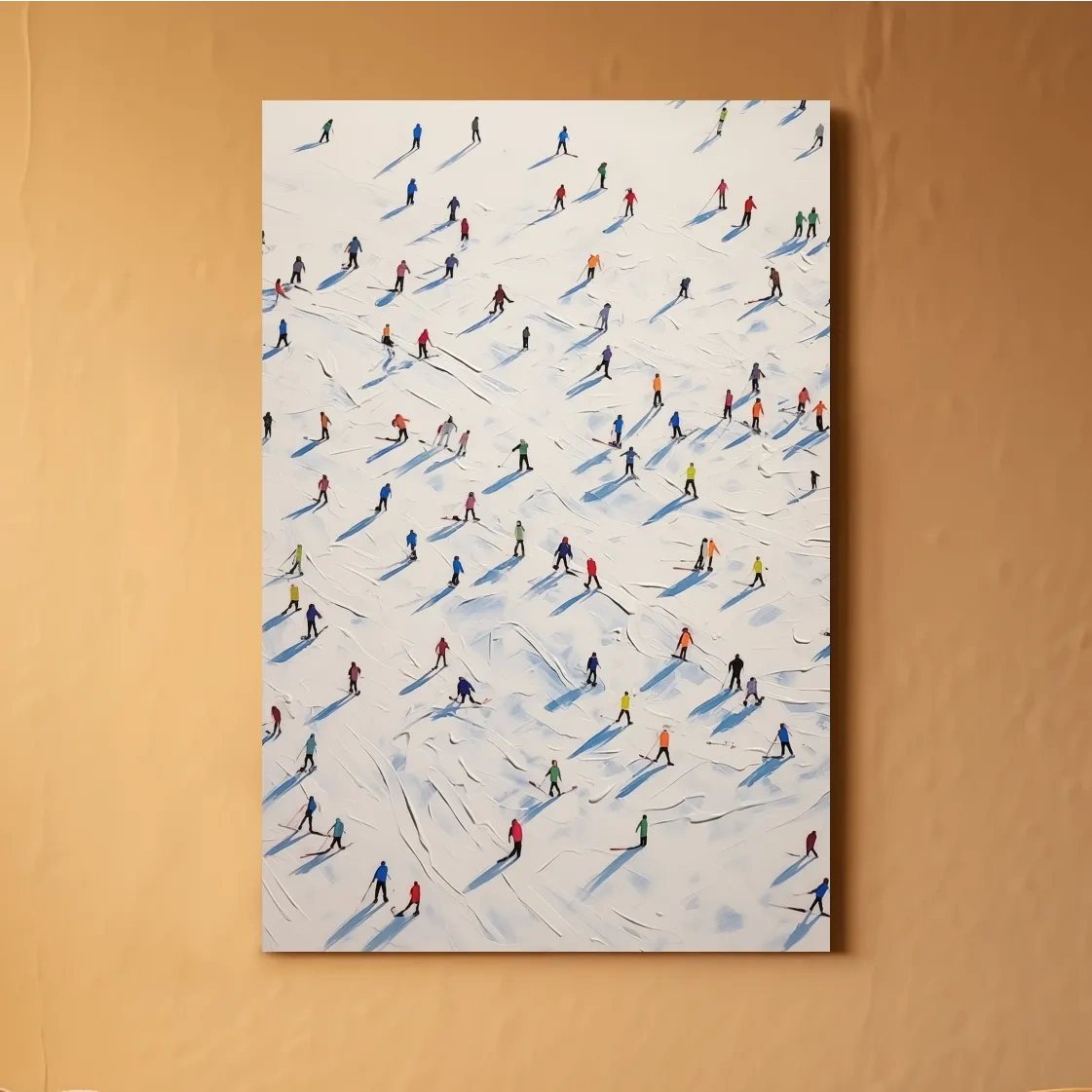 Colorful Skiers On Snowy Slopes - Modern Minimalist Winter Sports Wall Art
