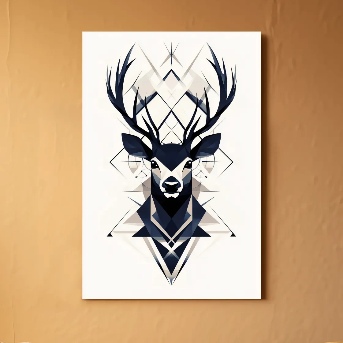 Geometric Stag Head Illustration - Tribal Style Wildlife Wall Art