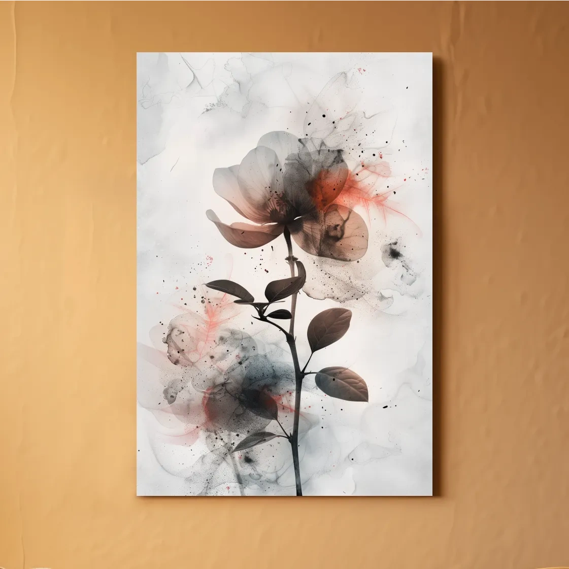 Abstract flower painting artwork, floral wall art
