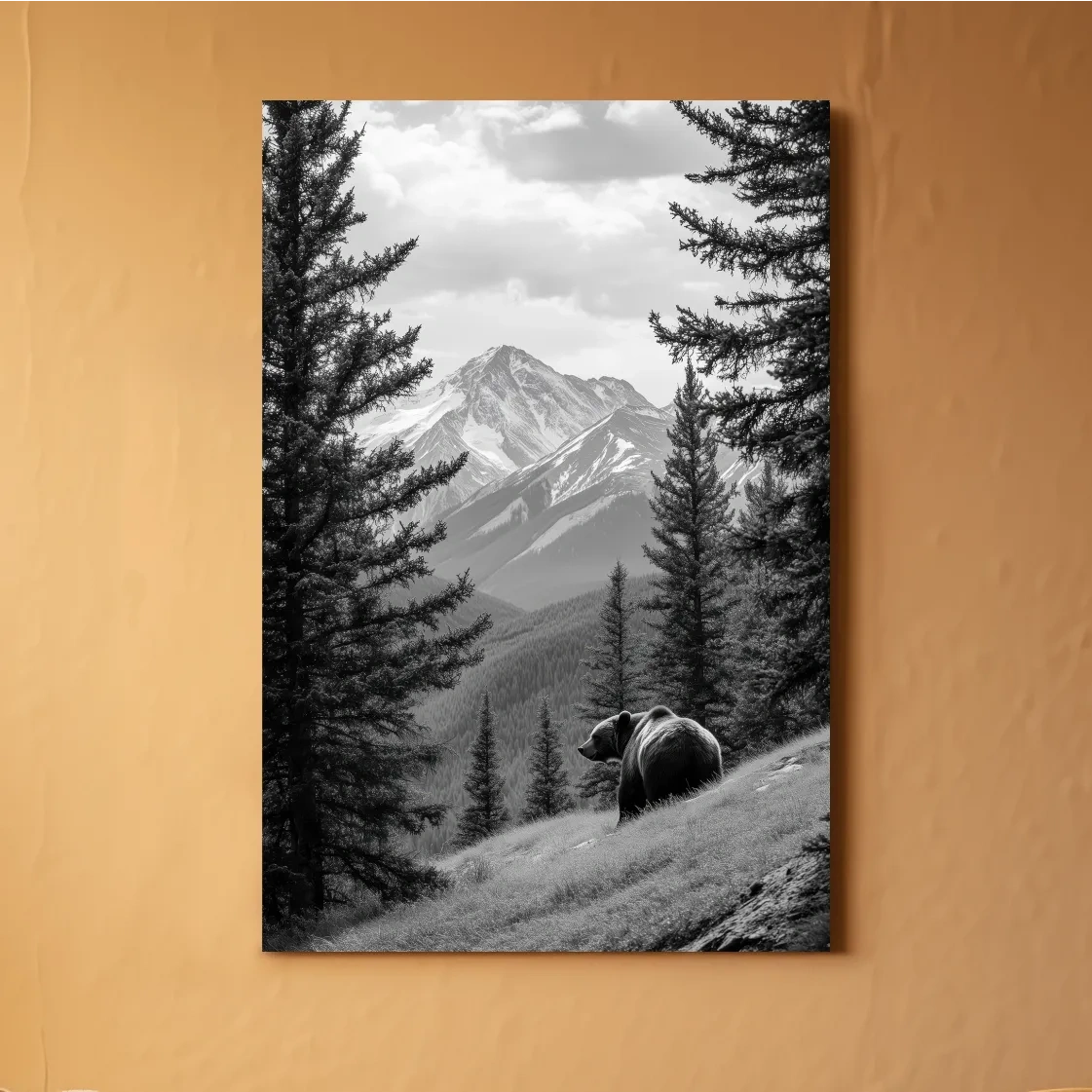 Grizzly bear in the alpine meadows, photographic wildlife artwork