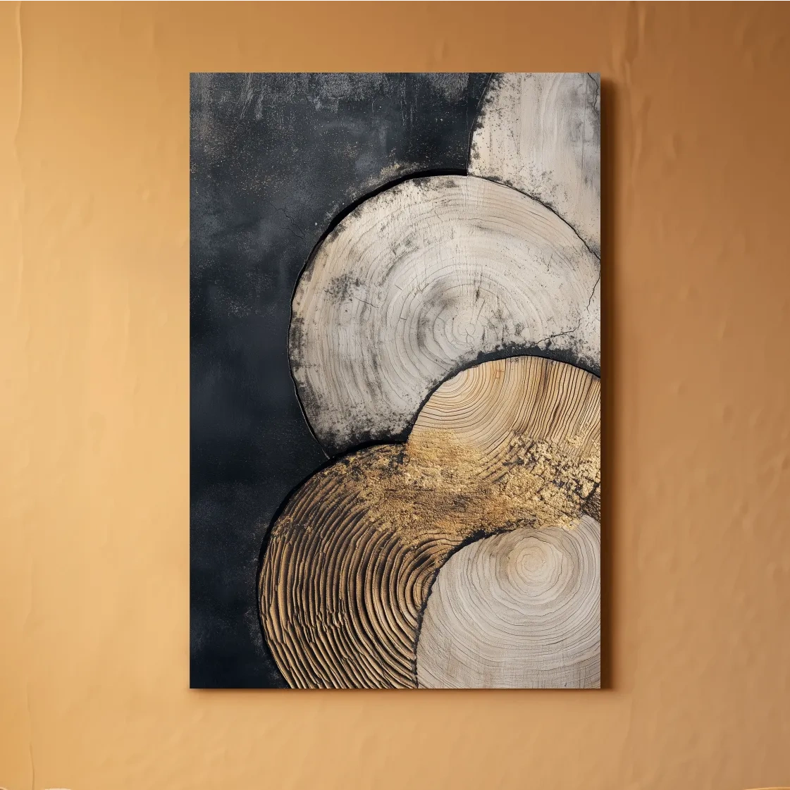 Abstract Wood Grain Circles - Modern Textured Geometric Wall Art