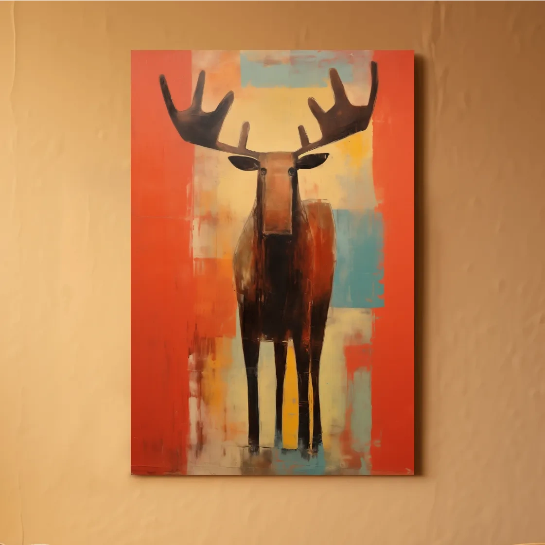 Expressionist style painting of a moose, abstract artwork