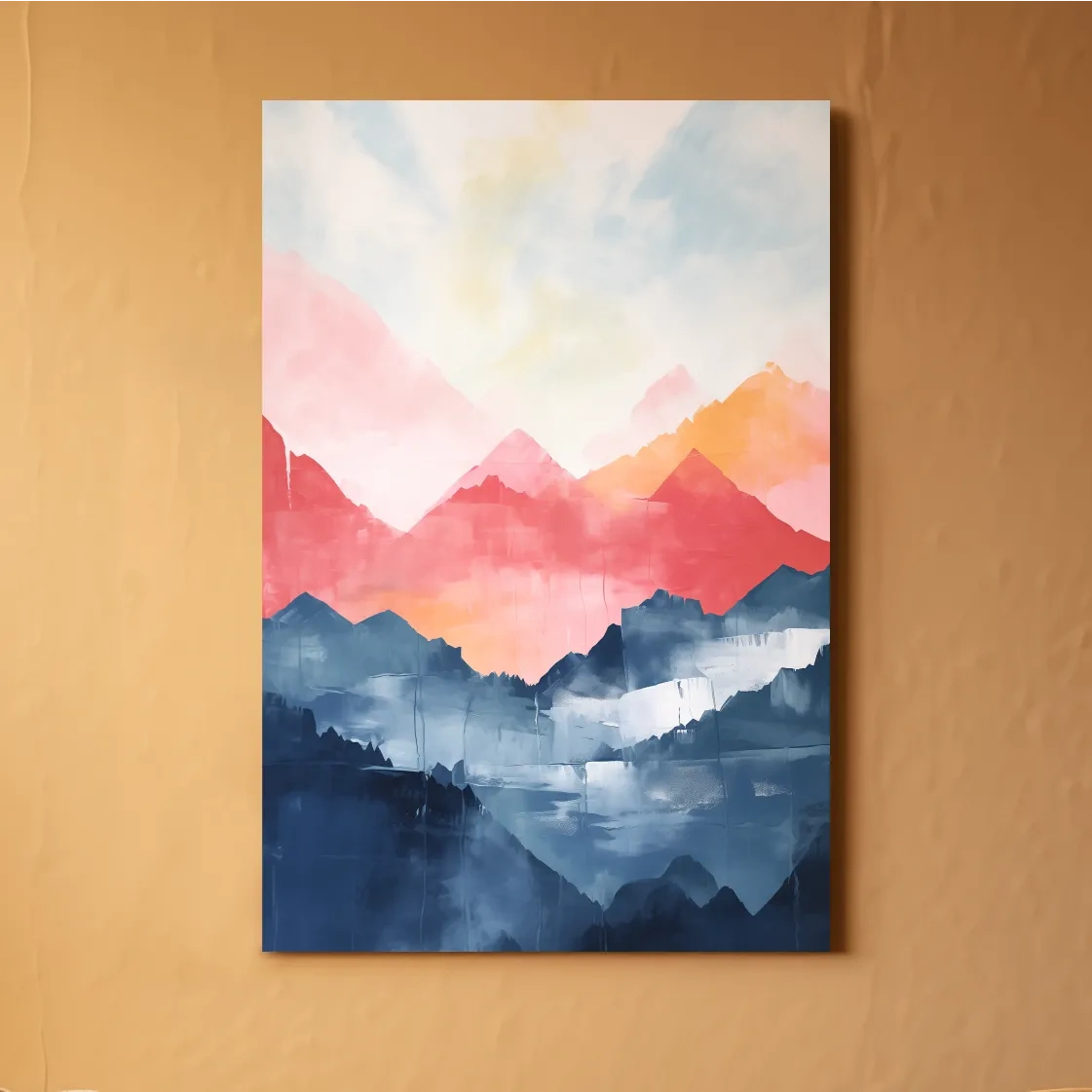 Colorful Abstract Mountain Sunrise Watercolor - Vibrant Pastel Landscape Wall Art