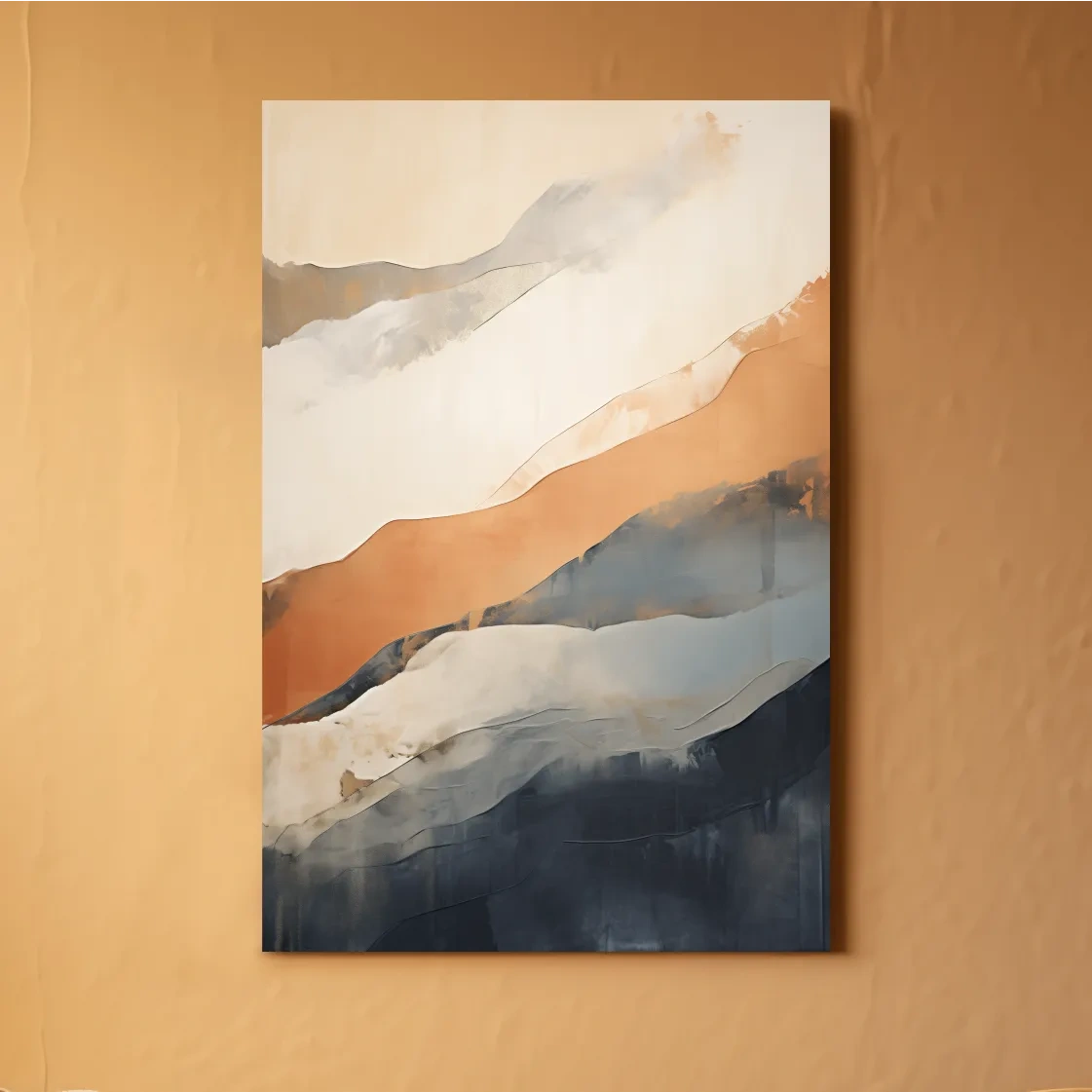 Abstract artwork painting, subtle mountain shapes