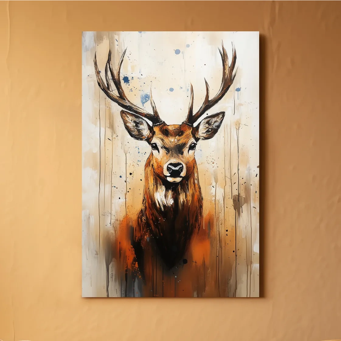 Impasto Style Deer Stag Portrait - Rustic Wildlife Wall Art
