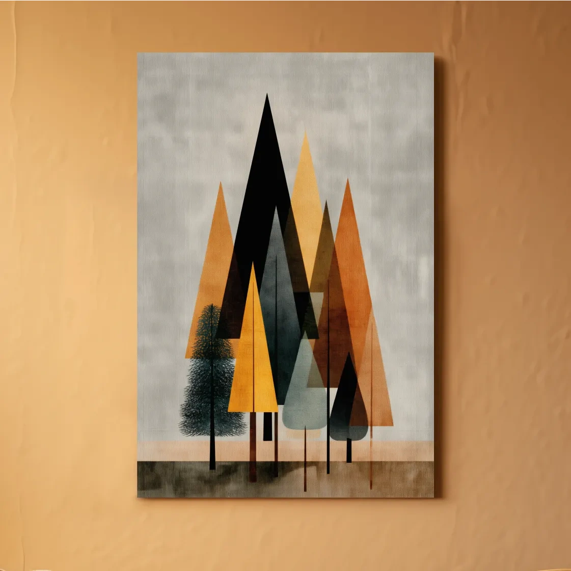 Minimalist Geometric Pine Tree Forest - Mid Century Modern Scandinavian Wall Art