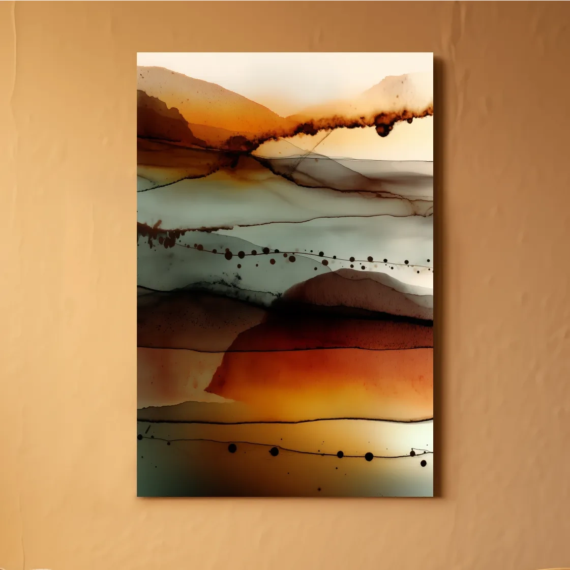Moody Abstract Mountain Horizon Watercolor - Modern Landscape Wall Art
