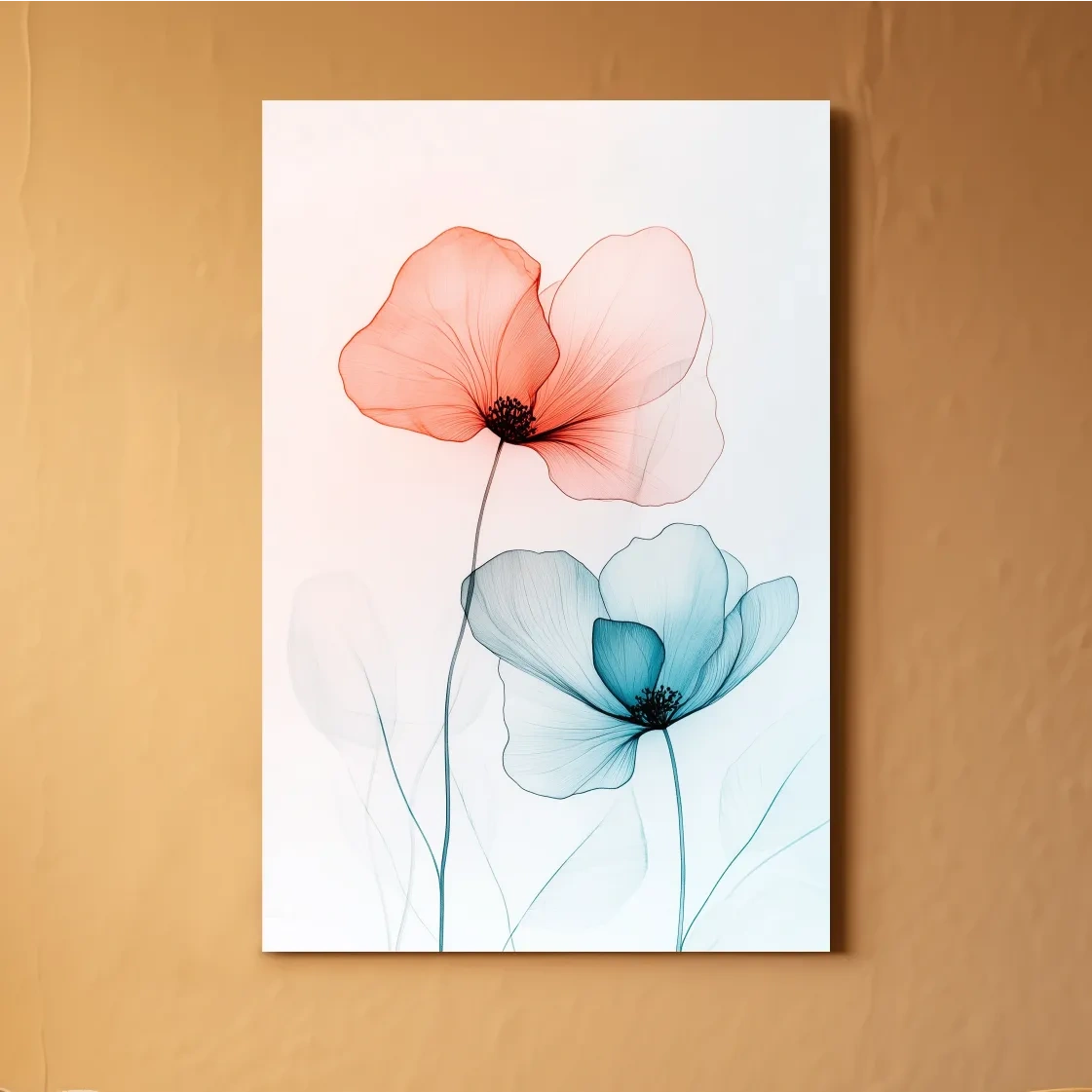 Minimalist Poppy Watercolor Print - Modern Botanical Floral Wall Art