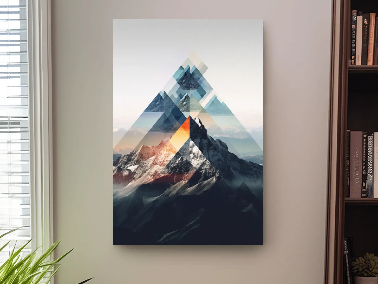 Geometric Abstract Mountain Peak Collage - Minimalist Landscape Artwork