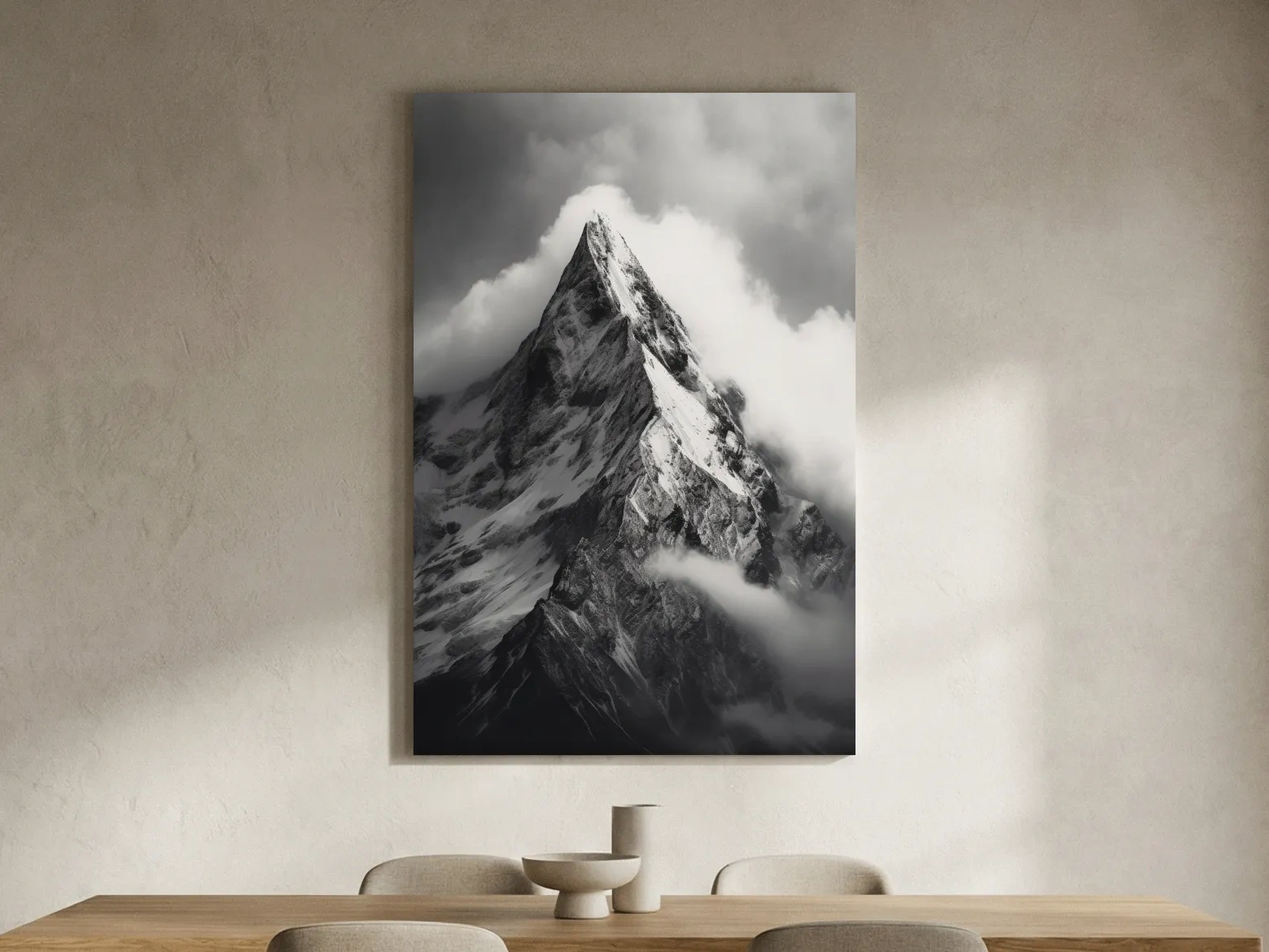 Moody Black And White Glacier Peak - Photographic Alpine Mountain Wall Art