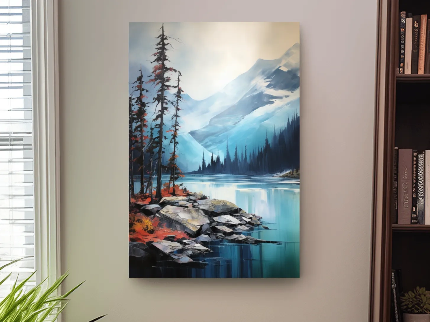 Turquoise Alpine Lake And Mountain Watercolor - Serene Forest Wall Art