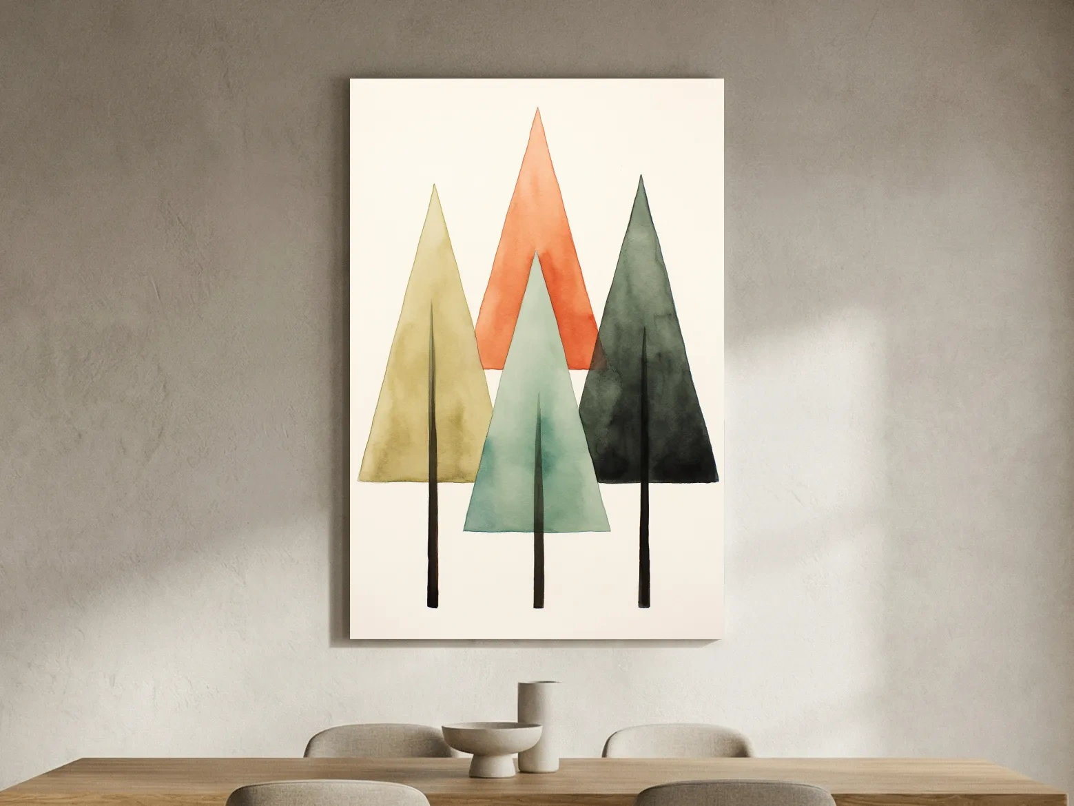 Minimalist Watercolor Pine Tree Trio - Scandinavian Forest Wall Art