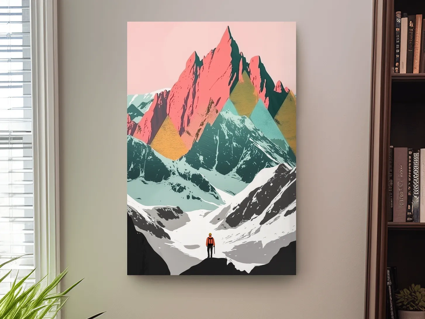 Simple flat colour 2d mountain art, colourful mountain ranges
