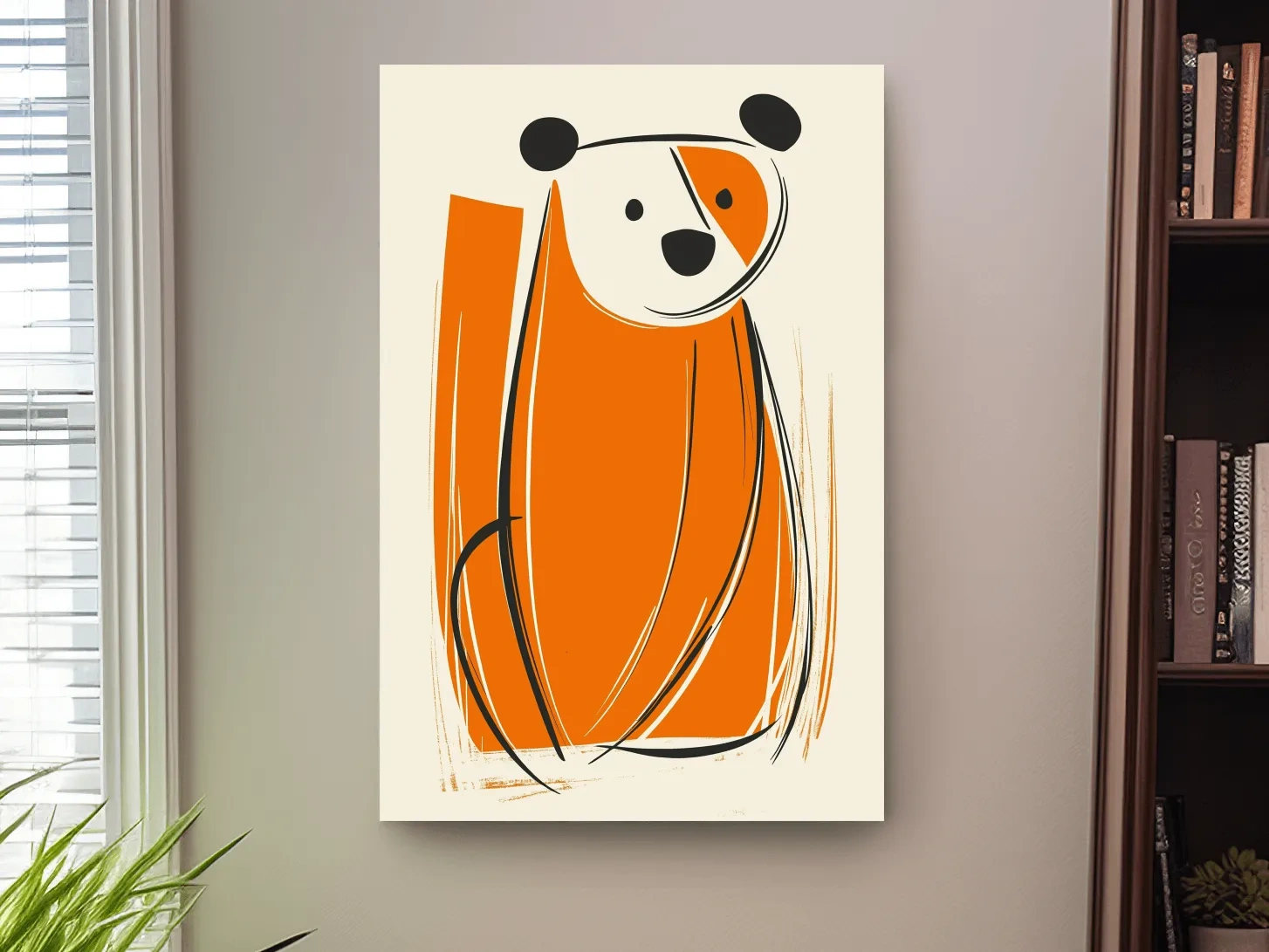 Minimalist Bear Caricature Illustration - Modern Nursery Wall Art