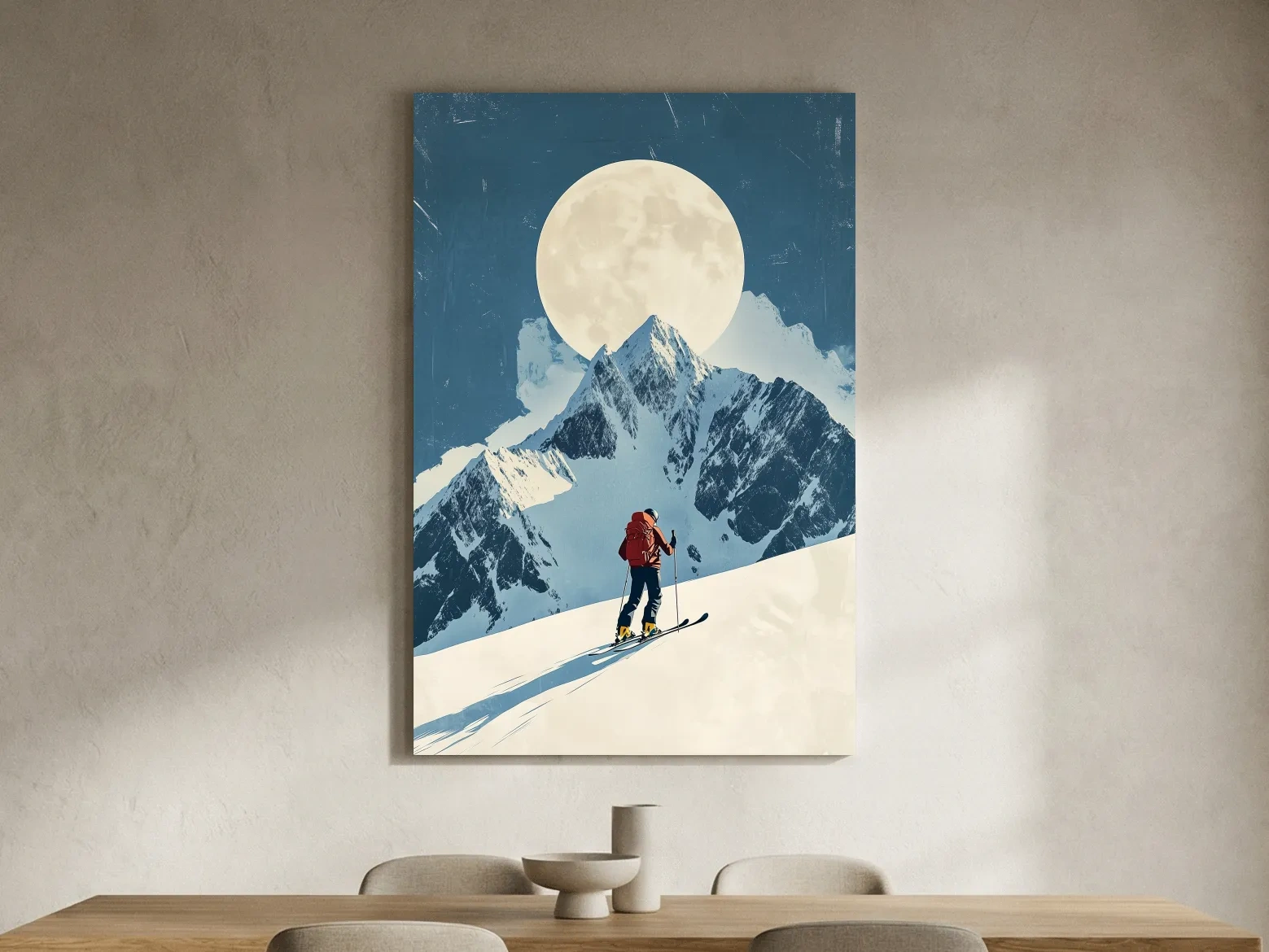 Retro style ski poster wall art