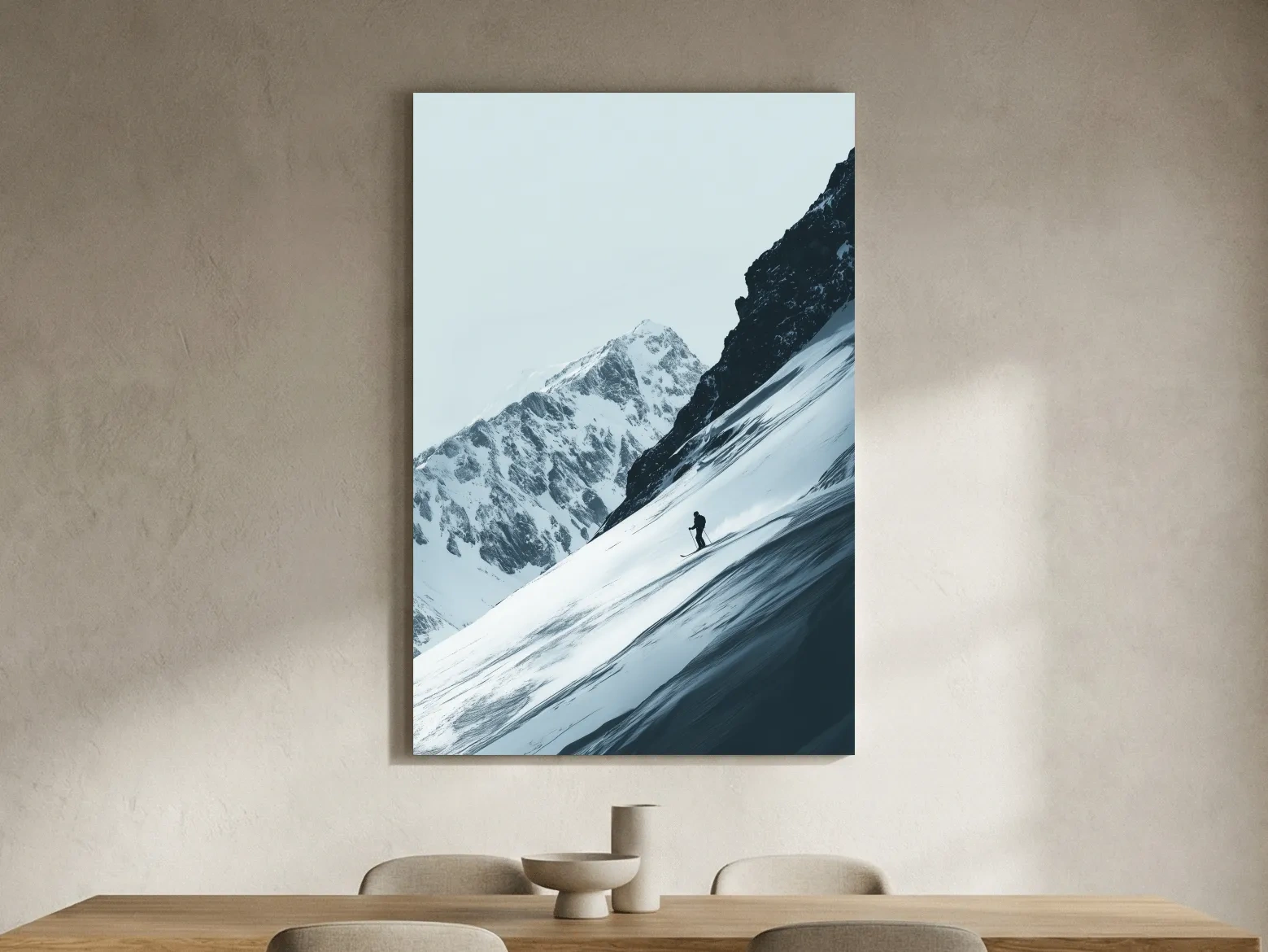 Snowy Alpine Skier Artwork - Minimalist Ski Wall Art
