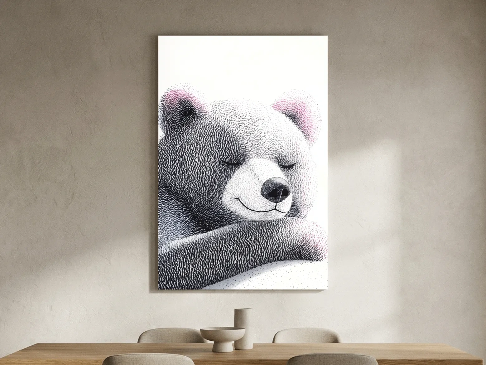 Cute Teddy Bear Illustration - Minimalist Nursery Animal Wall Art
