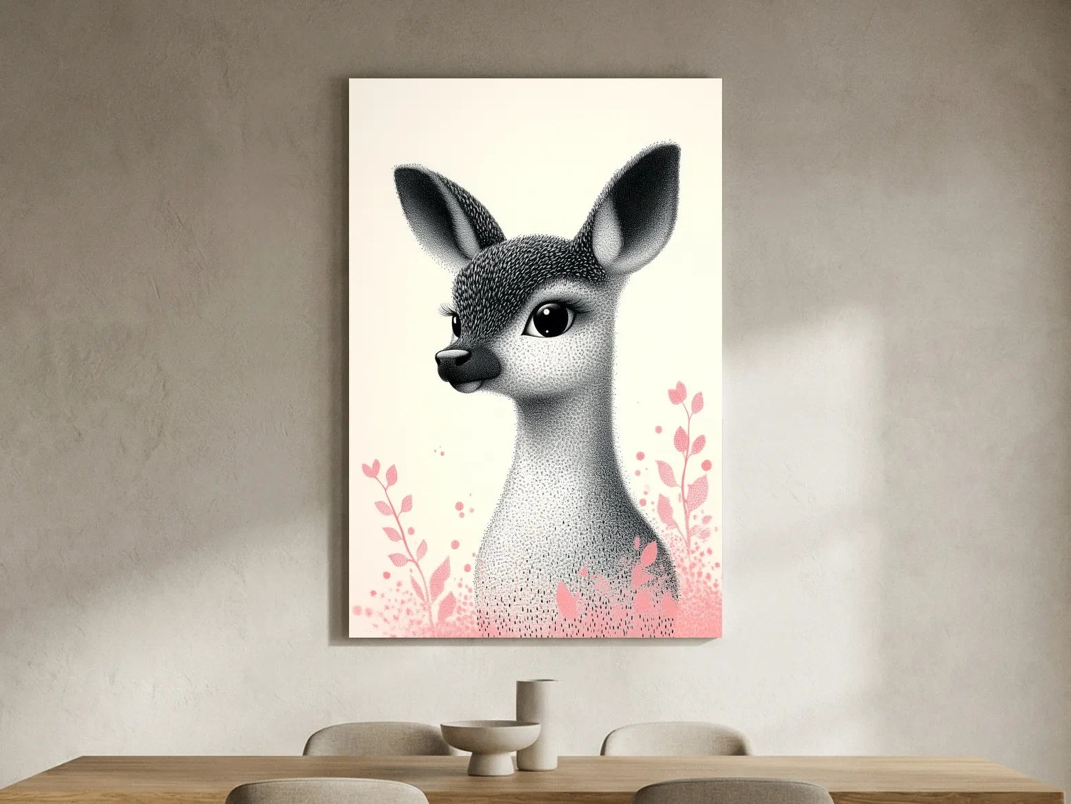 Cute Baby Deer Portrait Illustration - Childrens Nursery Animal Wall Art