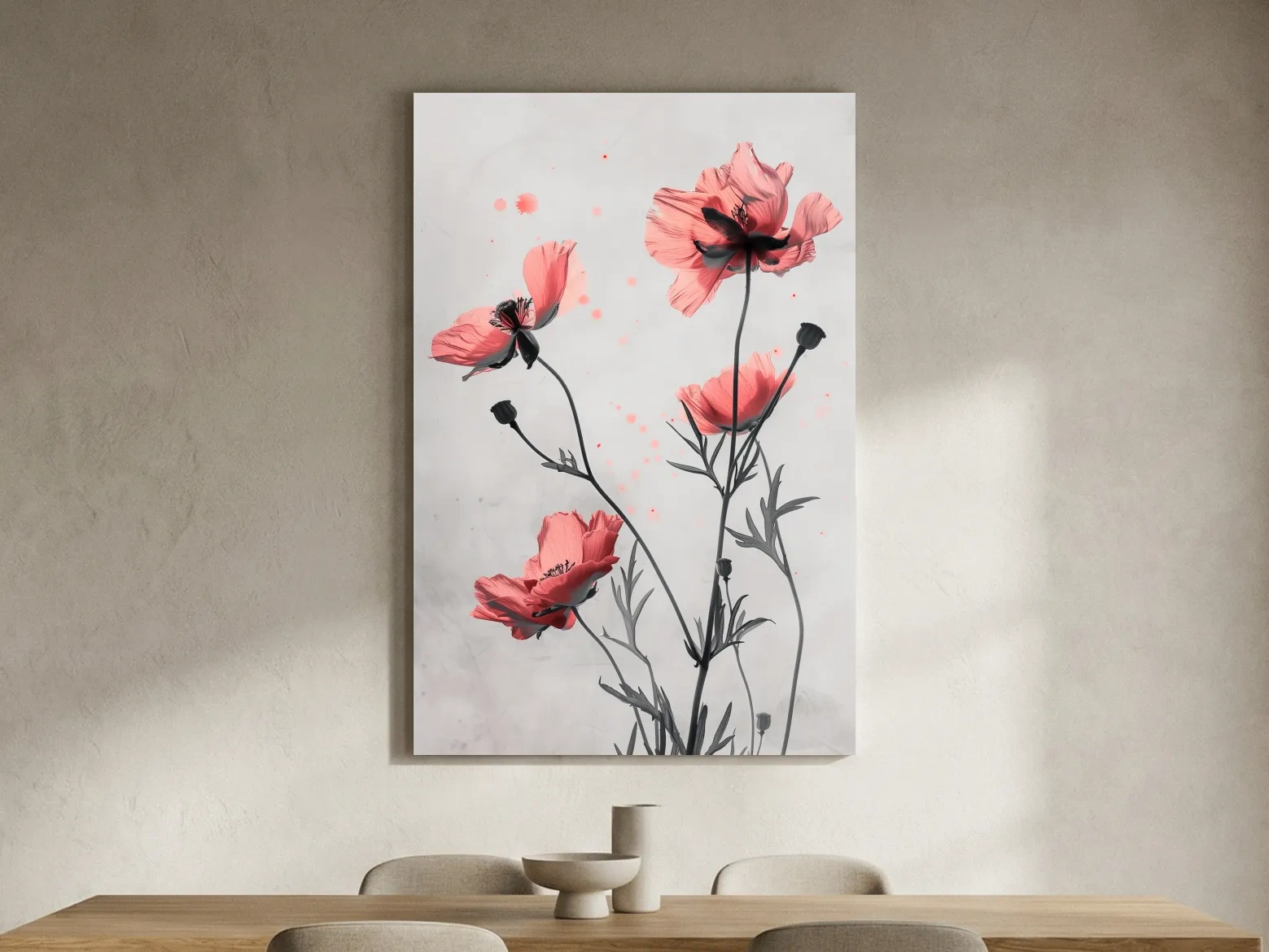 Poppy Flowers Watercolor Illustration - Minimalist Botanical Wall Art