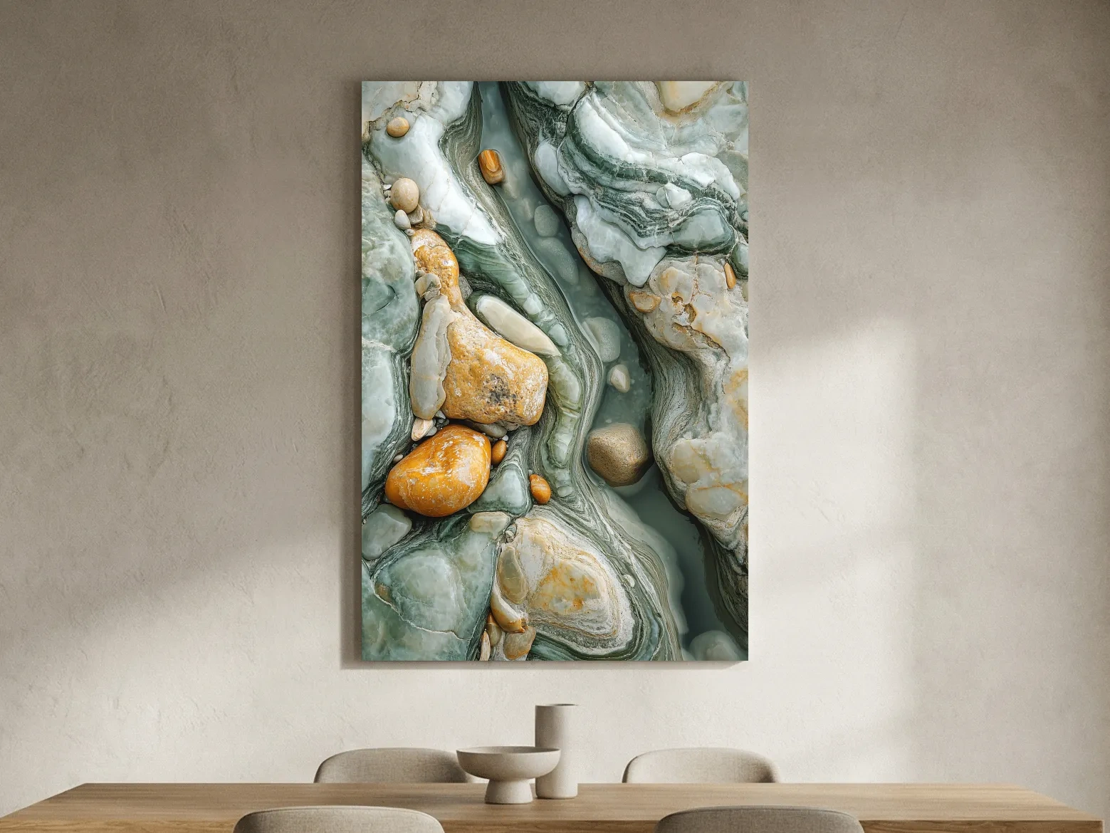 Abstract Agate Stone Riverbed Texture - Marble Geological Wall Art