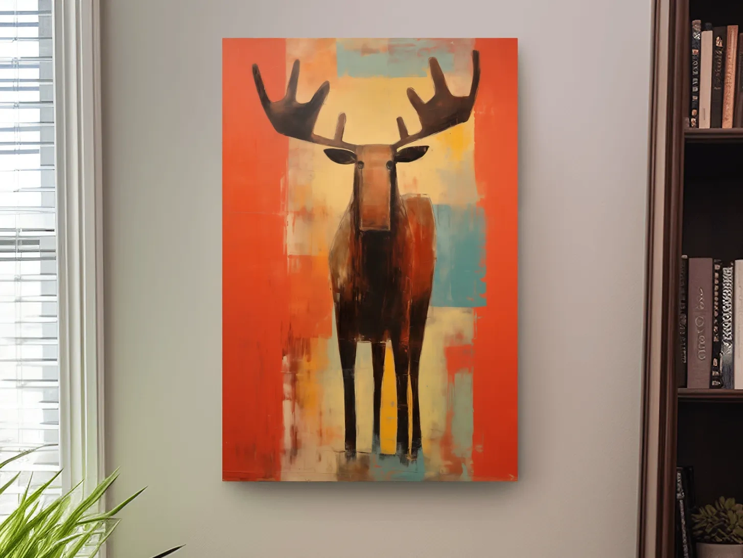 Expressionist style painting of a moose, abstract artwork
