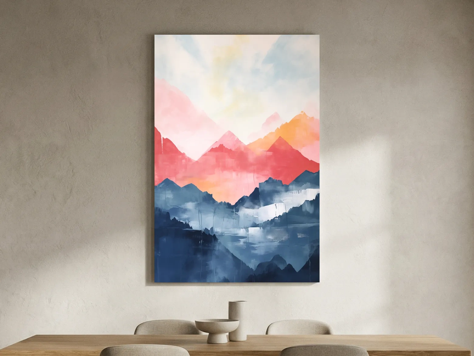 Colorful Abstract Mountain Sunrise Watercolor - Vibrant Pastel Landscape Wall Art