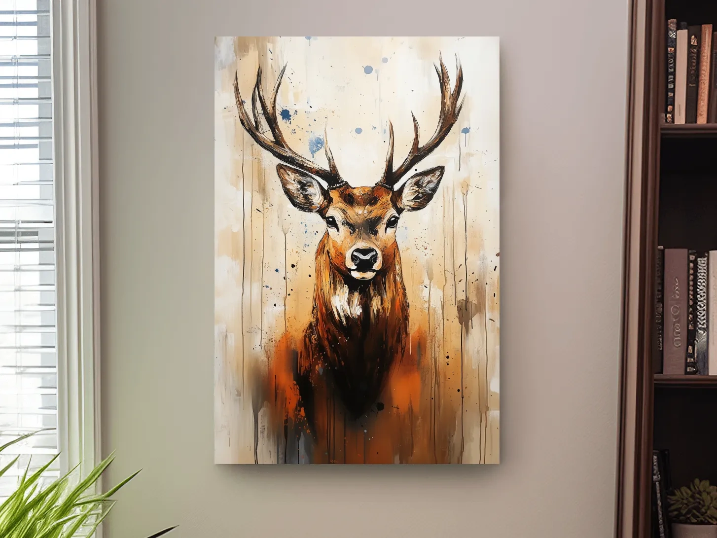 Impasto Style Deer Stag Portrait - Rustic Wildlife Wall Art