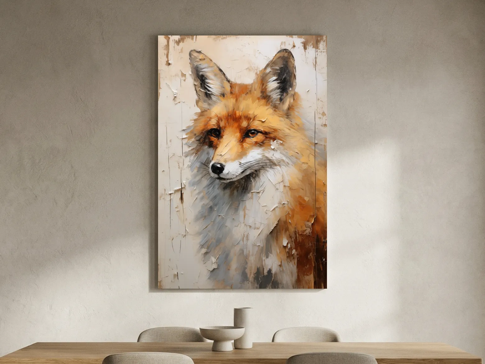 Fox Portrait Painting - Rustic Wildlife Wall Art Print