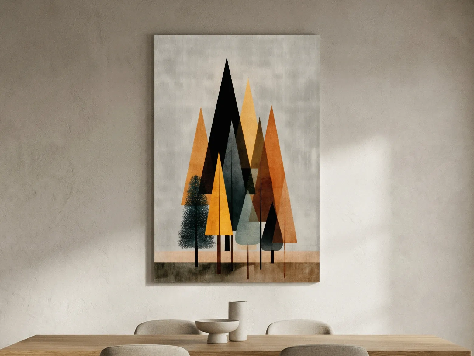 Minimalist Geometric Pine Tree Forest - Mid Century Modern Scandinavian Wall Art