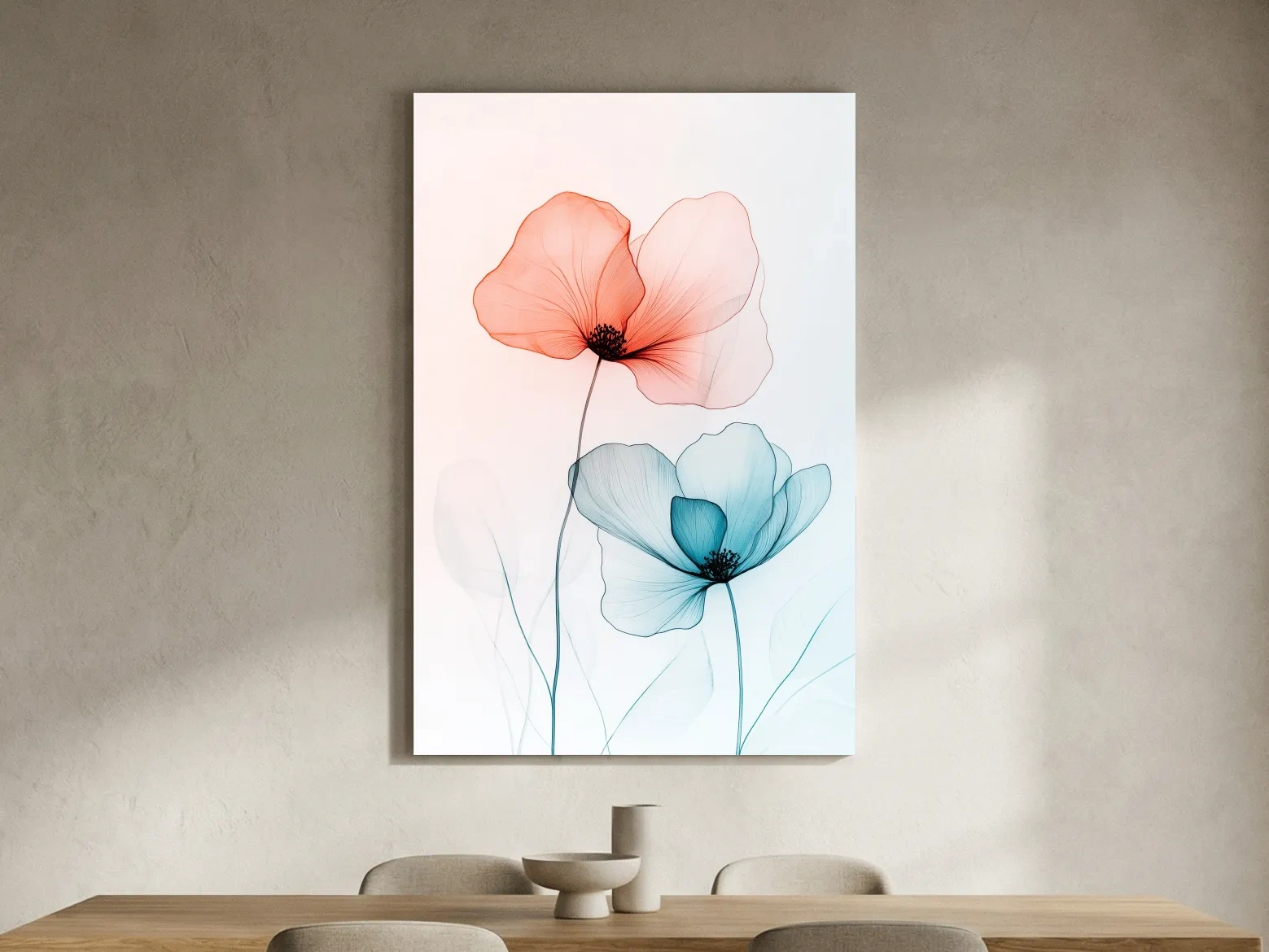 Minimalist Poppy Watercolor Print - Modern Botanical Floral Wall Art