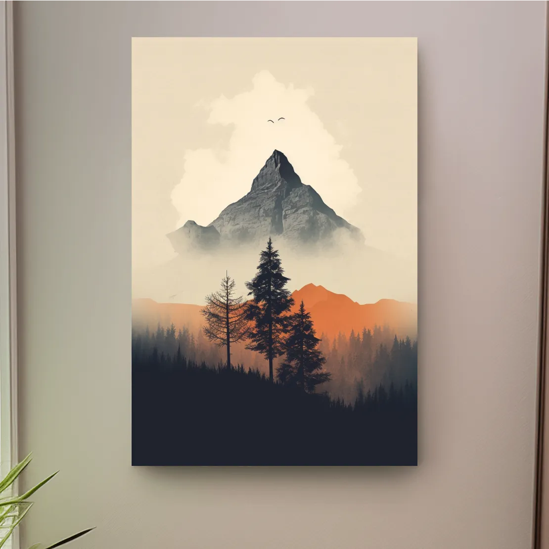Minimal rustic mountain art