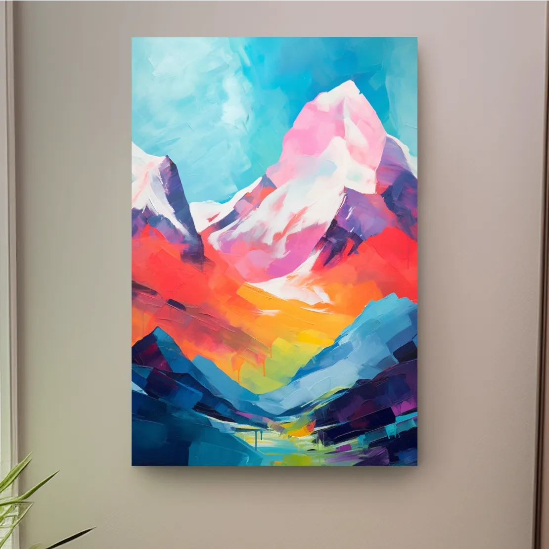 Colourful abstract mountain painting