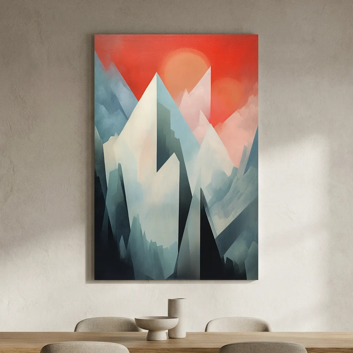 Abstract suprematism mountain painting