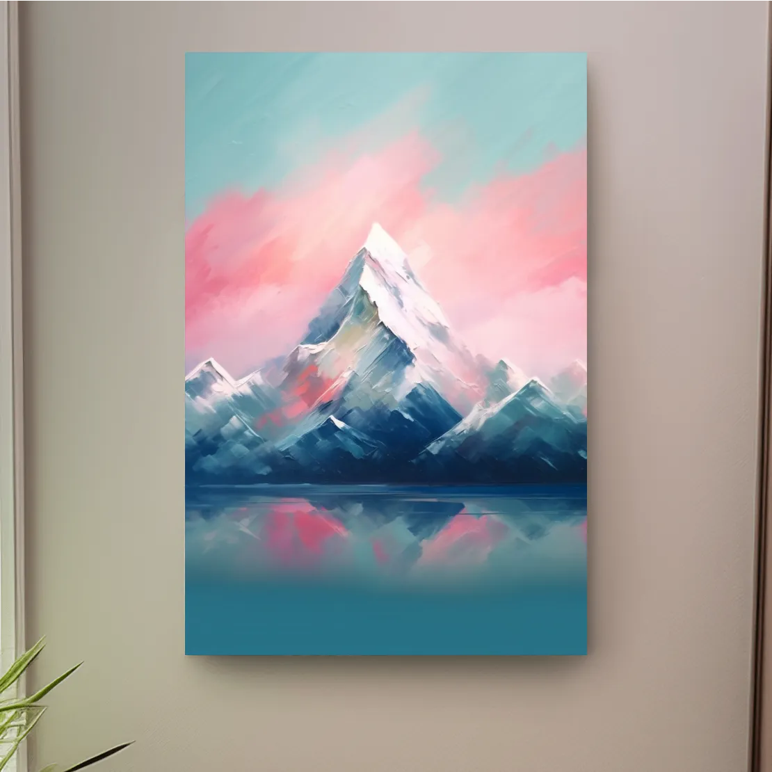 Abstract impressionist painting of a glacial lake