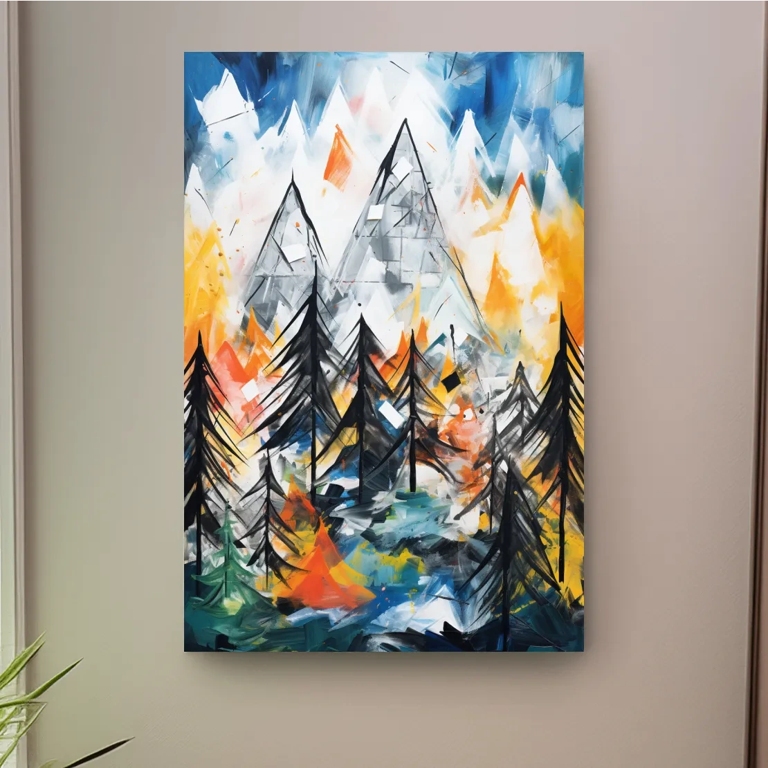 Abstract alpine mountain scene painting