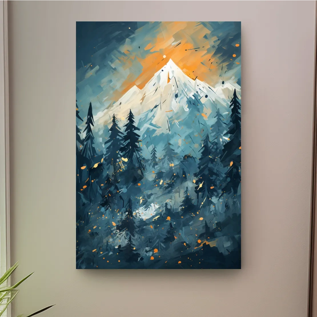 Dynamic mountain sunset art