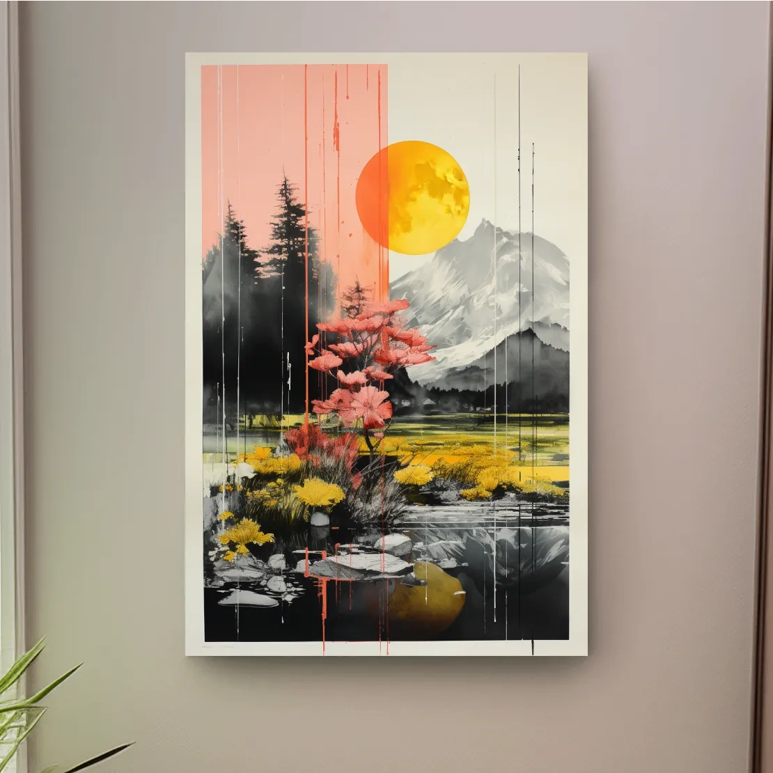 Colorful alpine flowers, illustrative artwork