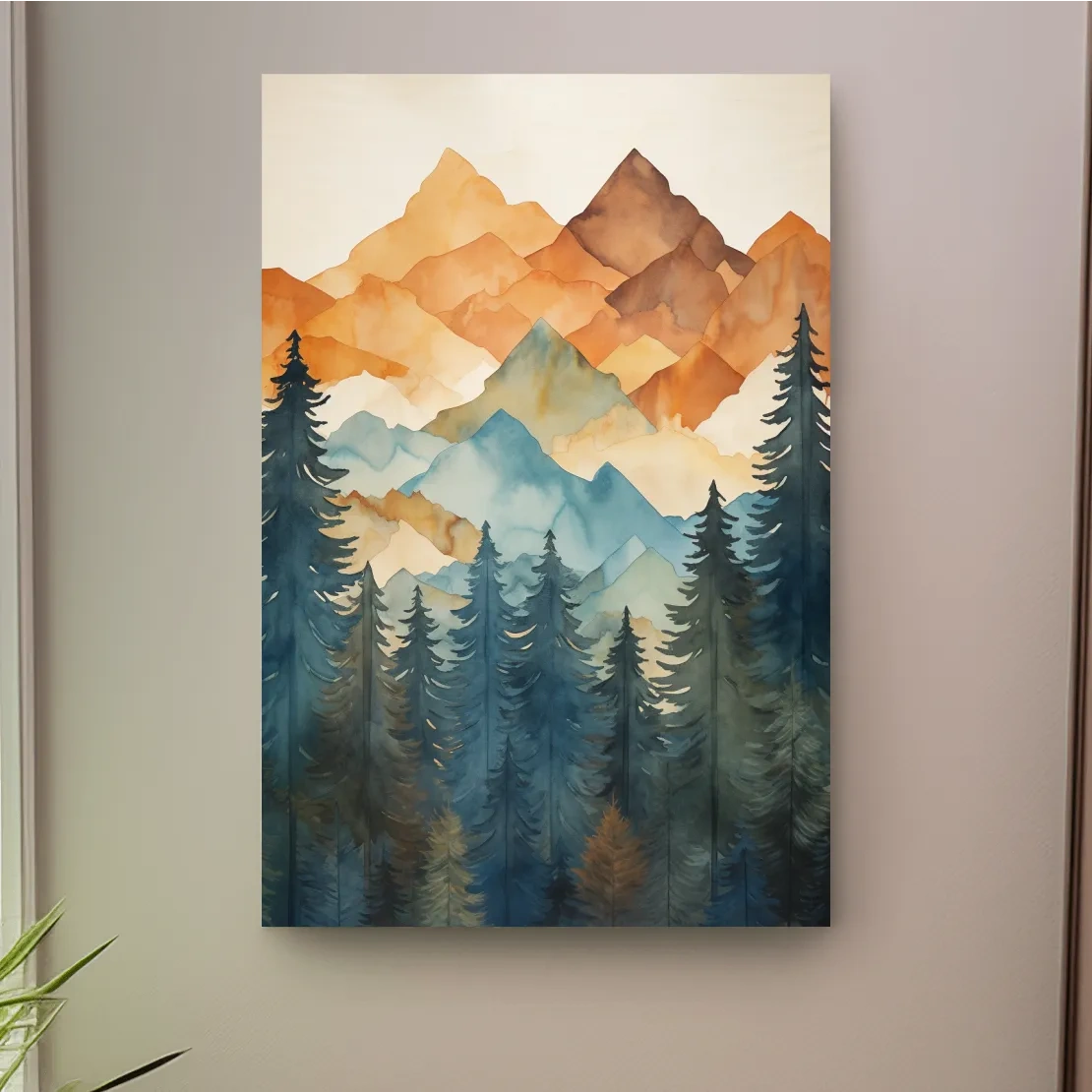 Alpine Mountains Pine Forest Watercolor - Nature Landscape Wall Art