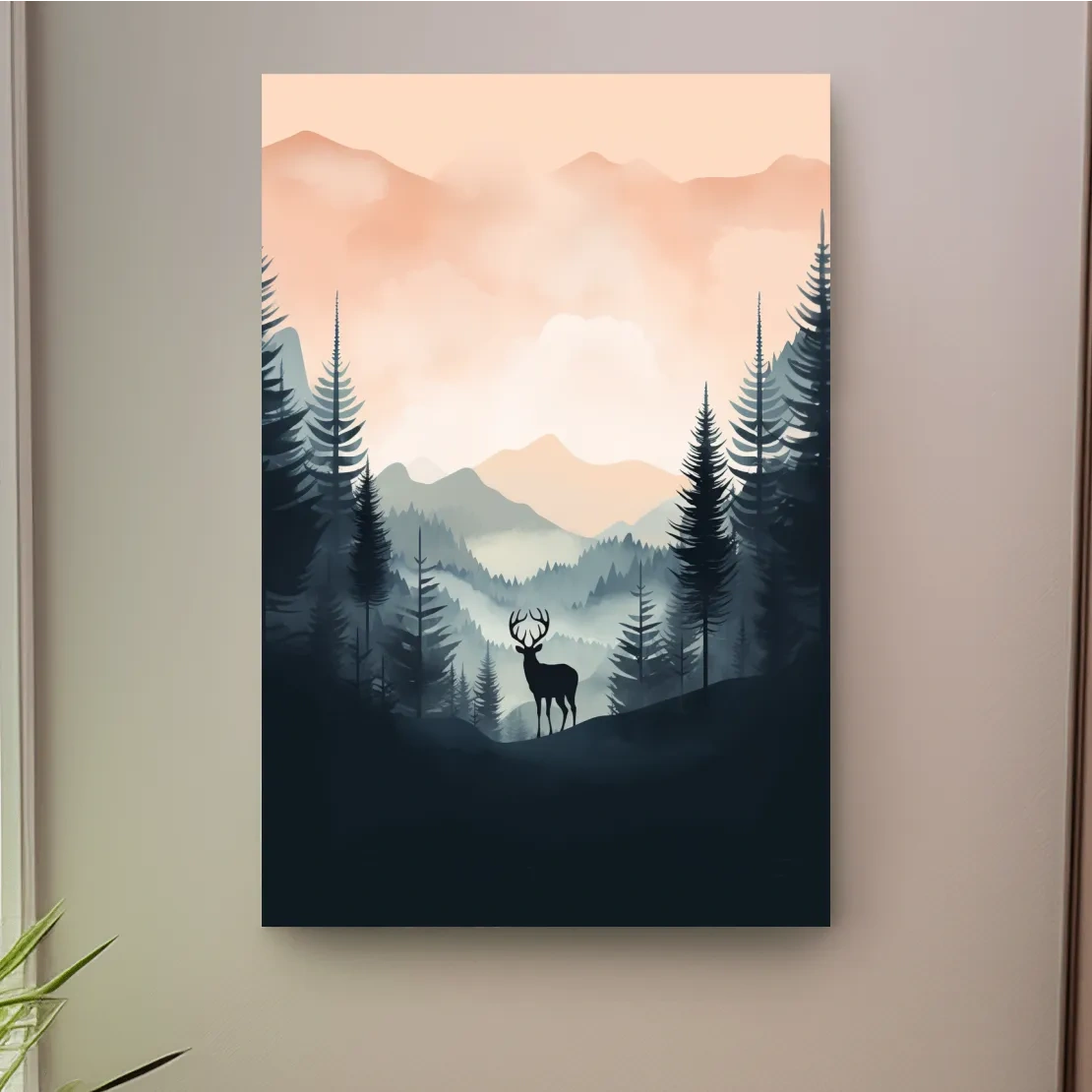 Silhouette of a deer, pastel illustration