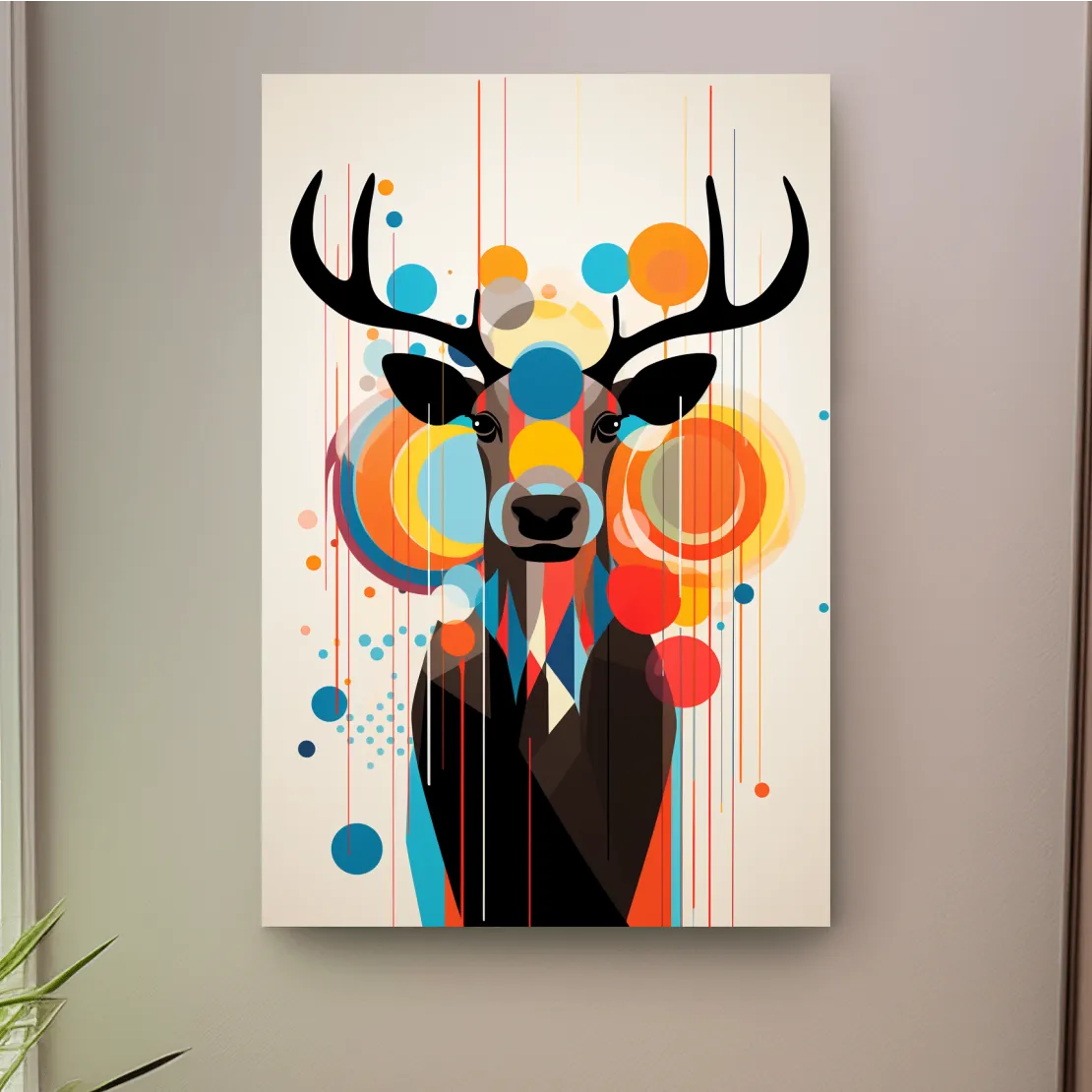 Abstract deer illustration, mid century style art
