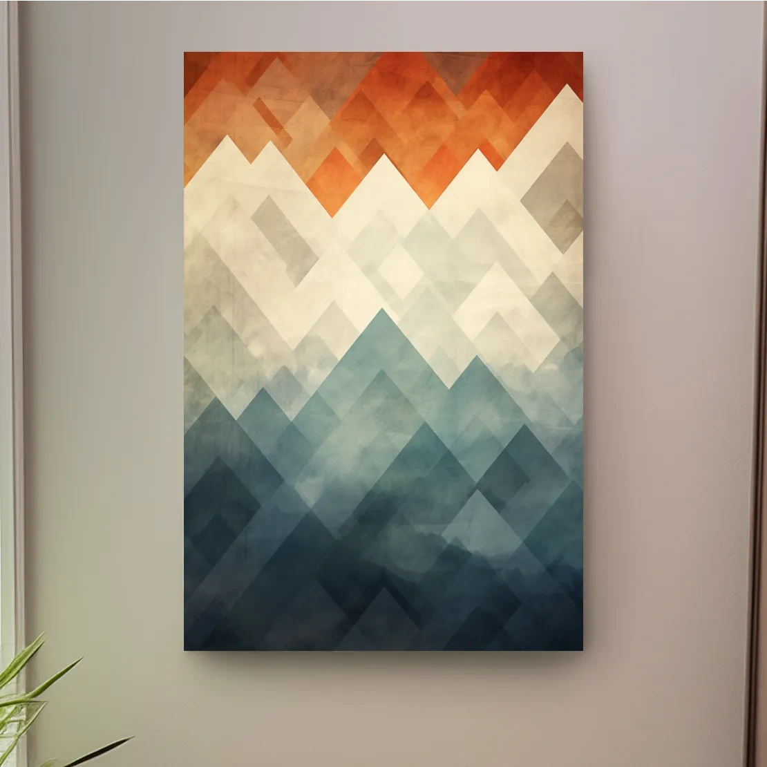 Mid century art, triangular mountain patterns