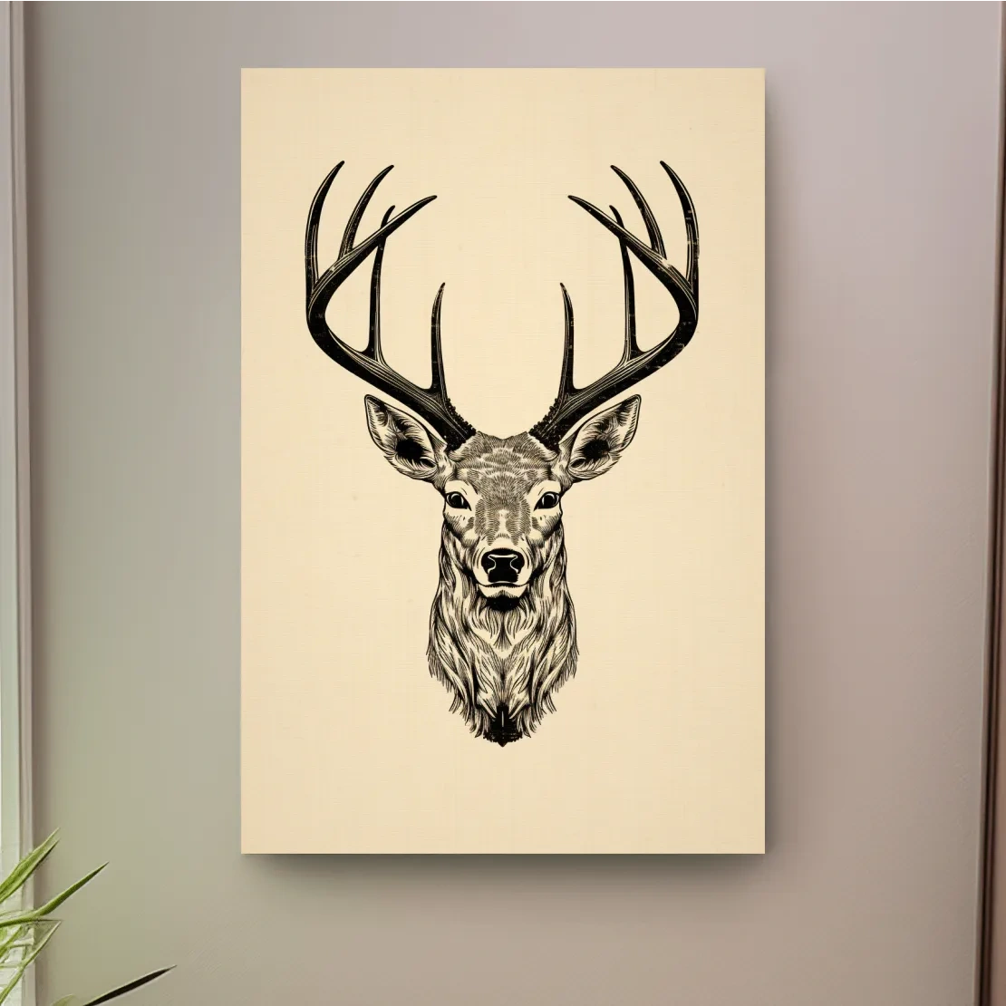 Sepia tone tattoo style illustration of a deers head